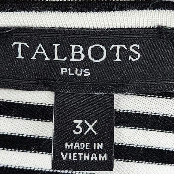 Talbots‎ Womens Sz 3x Top Black/ White Striped Short Sleeve TShirt Casual Basic - Picture 6 of 7